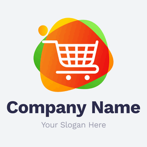 grocery cart on colour bubbles logo - Web