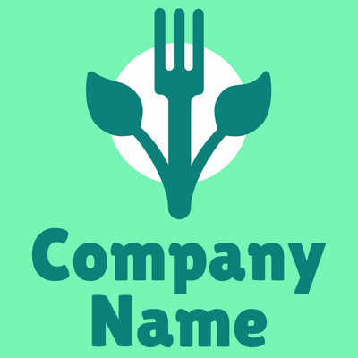 Logotipo horquilla verde con hojas - Agricultura