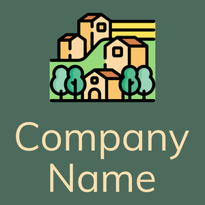 Village logo on a Viridian Green background - Abstrait