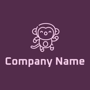 Monkey logo on a Wine Berry background - Animali & Cuccioli