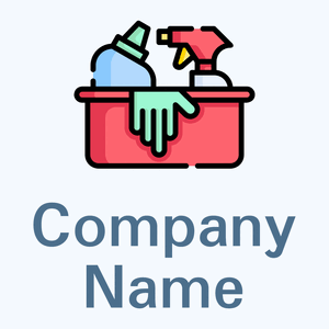 Cleaning tools logo on a Alice Blue background - Limpieza & Mantenimiento