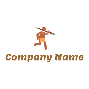 Caveman logo with spear on a white background - Sports