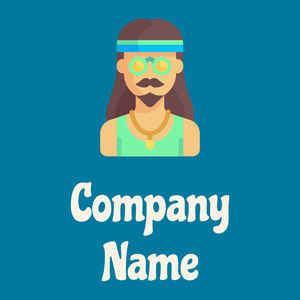 Hippie logo on a Cerulean background - Abstrato