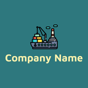 Cargo ship logo on a Atoll background - Abstrato