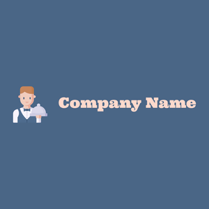 Waiter logo on a Wedgewood background - Essen & Trinken