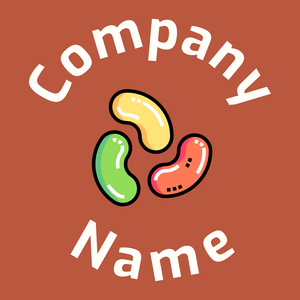 Jelly beans logo on a Flame Pea background - Essen & Trinken